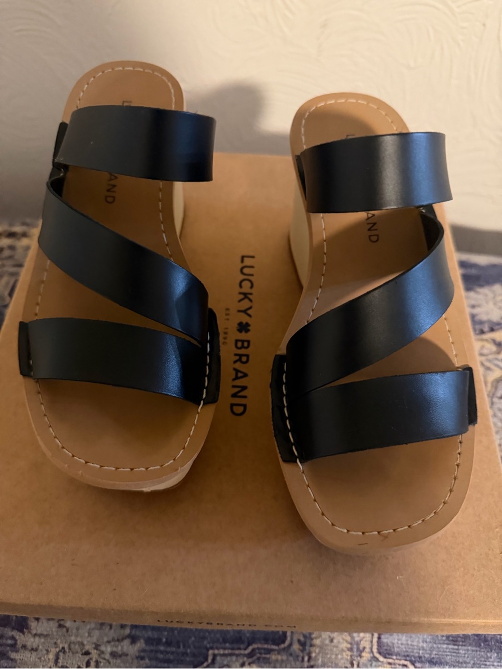 Lucky Brand Women’s Black Triple-Strap Sandals
